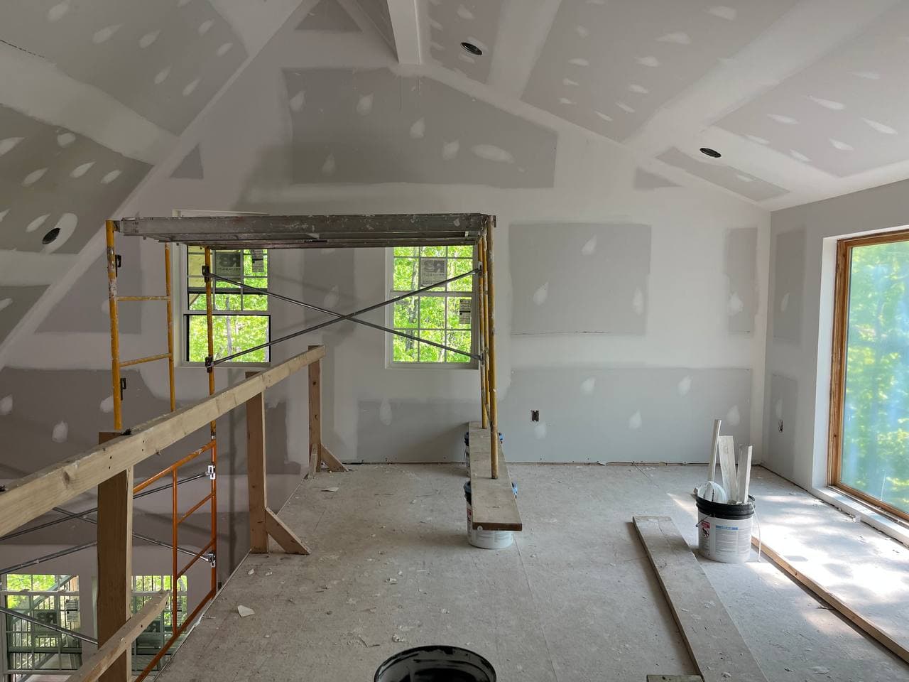 View from the loft — open great room taking shape
